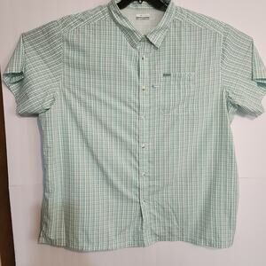 Columbia Sportswear Button Down Fishing Vented White/Green Madras 4XL